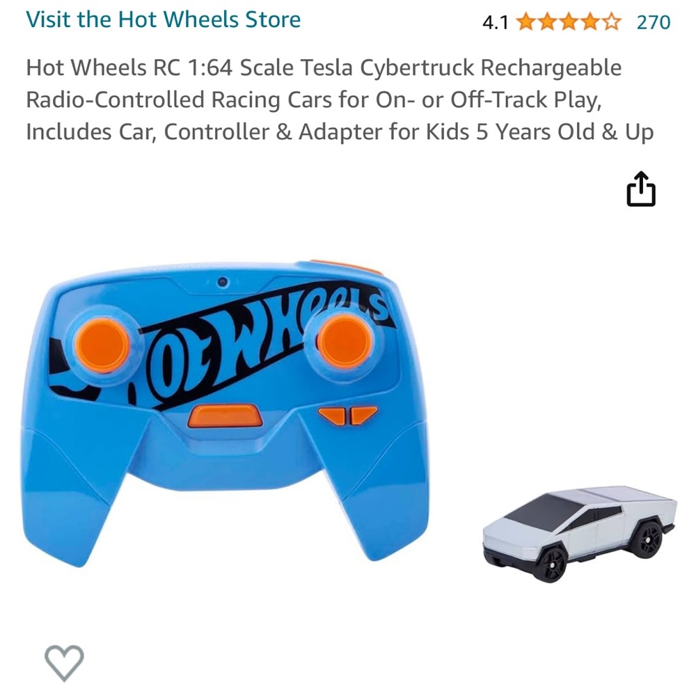 Hot Wheels RC Tesla Cybertruck with Blue Controller